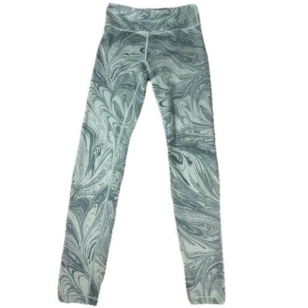 Athleta Girl Leggings Girls XL/14 Chit Chat Tight High Rise Green Marble Swirl